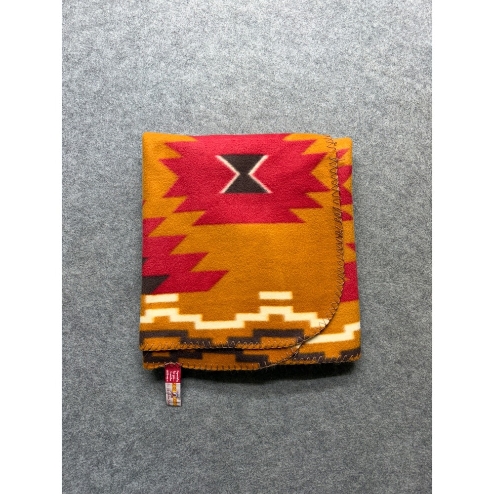St. Labre Indian School Southwestern Fleece Blanket Geometric Throw Mustard